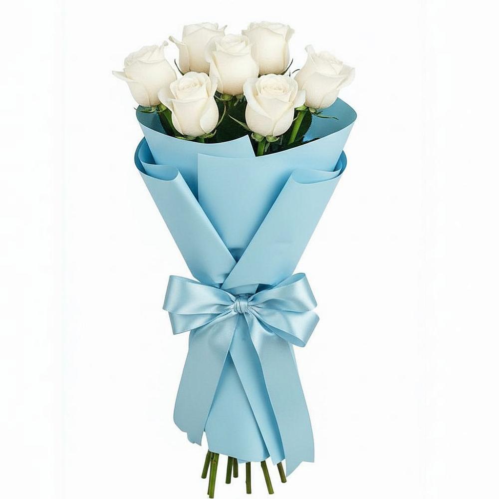 Букет 7 белых роз Проуд в Монетный