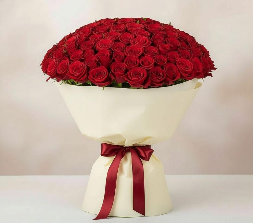 Букет 101 Красная роза Милано в Монетный