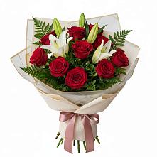 Букет цветов из:  Лилии и Розы в Монетный
