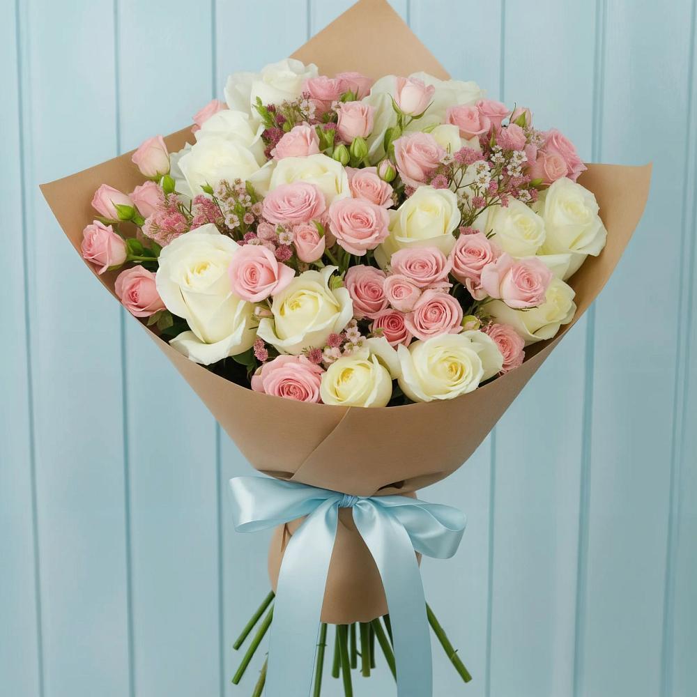 Букет цветов из: Розы в Монетный