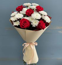 Букет цветов из:  Розы и Хризантемы в Монетный