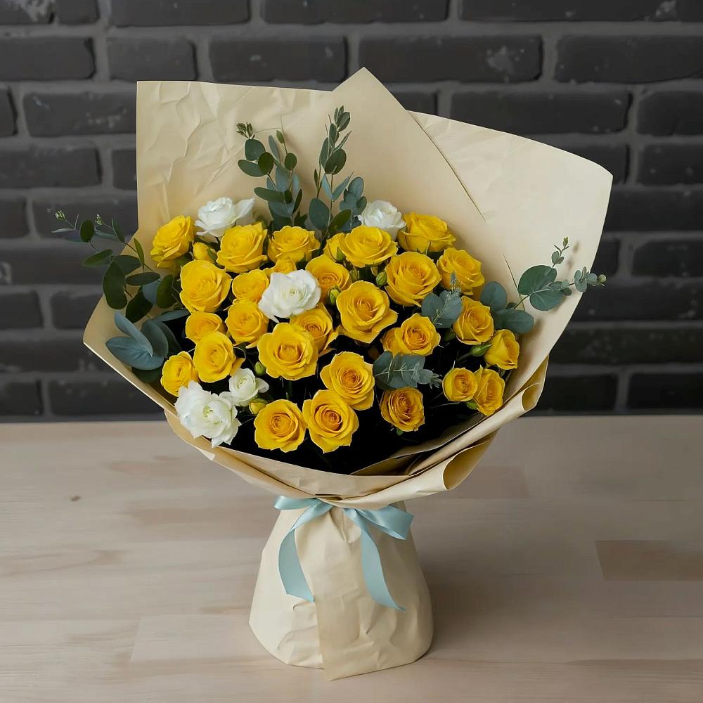 Букет цветов из: Розы в Монетный