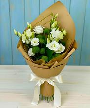 Букет цветов из:  Хризантемы и Лизиантусы #REPLACE_PRED# Монетный