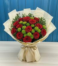 Букет цветов из:  Розы и Хризантемы в Монетный