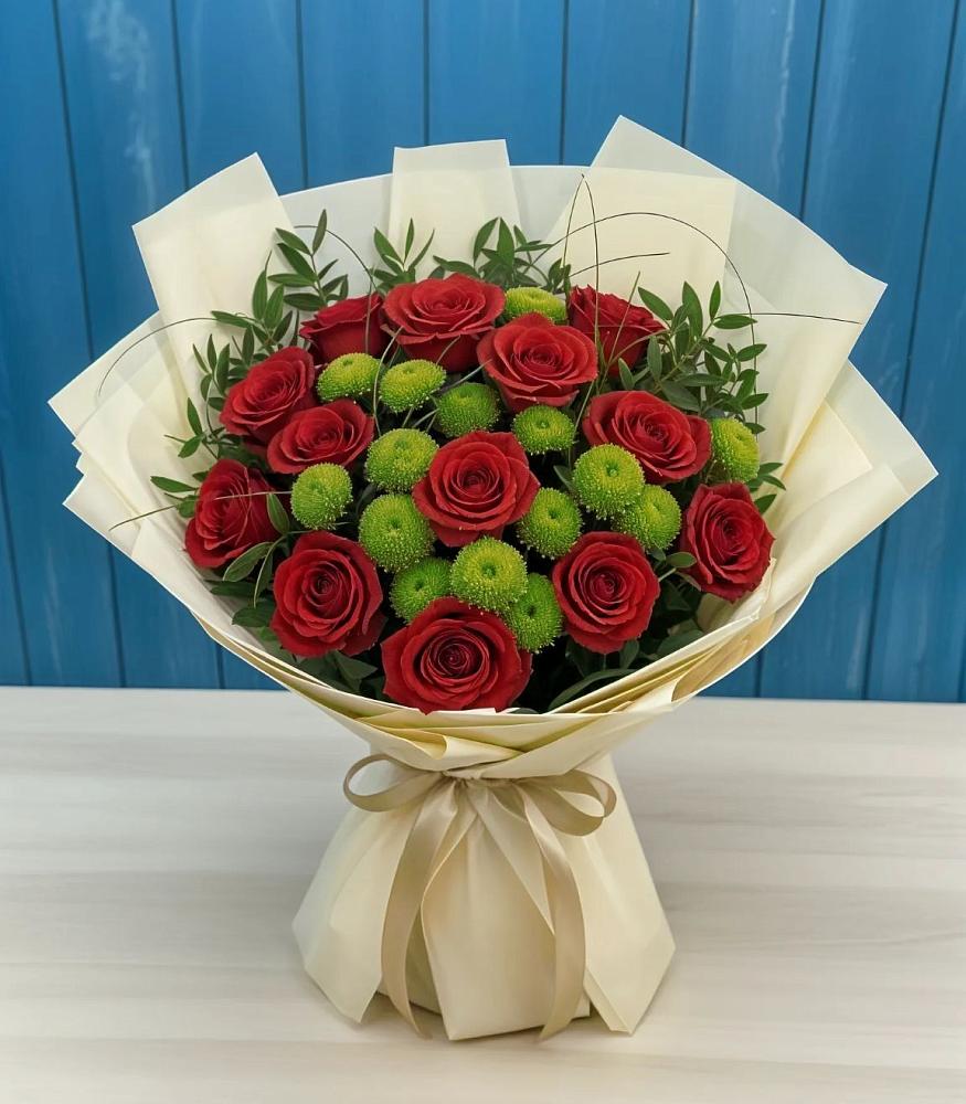 Букет цветов из: Розы и Хризантемы в Монетный